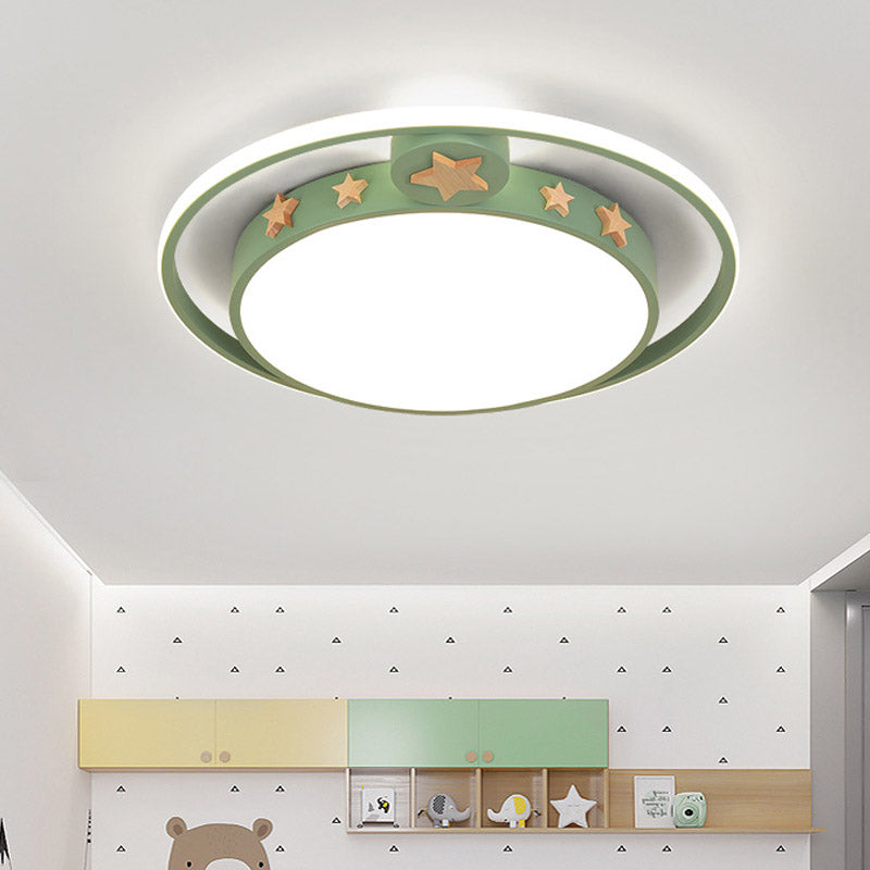 Round Flush Mounted Acrylic Led Ceiling Lamp In Pink/White/Gray Perfect For Bedroom Lighting Green