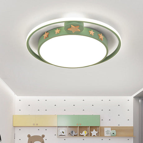 Round Flush Mounted Acrylic Led Ceiling Lamp In Pink/White/Gray Perfect For Bedroom Lighting Green