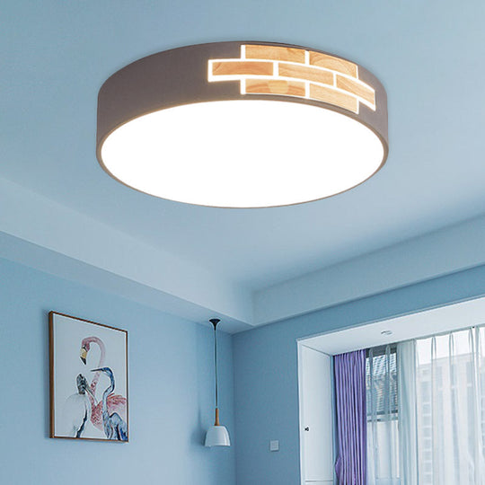 Minimalist Acrylic Led Flush Mount Lamp For Living Room- Gray/White/Pink Grey