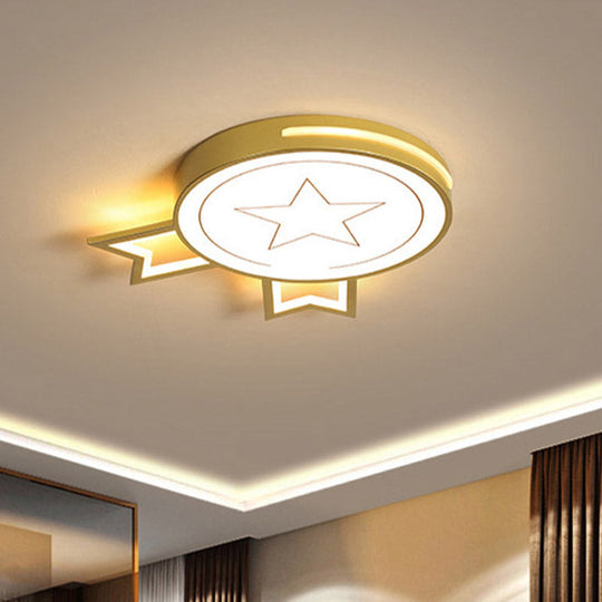 Contemporary Led White Acrylic Medal Ceiling Light Fixture In Warm/White Flushmount