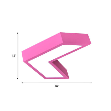 Arrow Kids Pink Led Flush Mount Ceiling Lamp - Kindergarten Acrylic Lighting Fixture