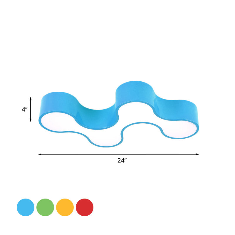 Kid’s Bedroom Acrylic Geometric Cartoon Led Flushmount Light In Green/Yellow/Blue