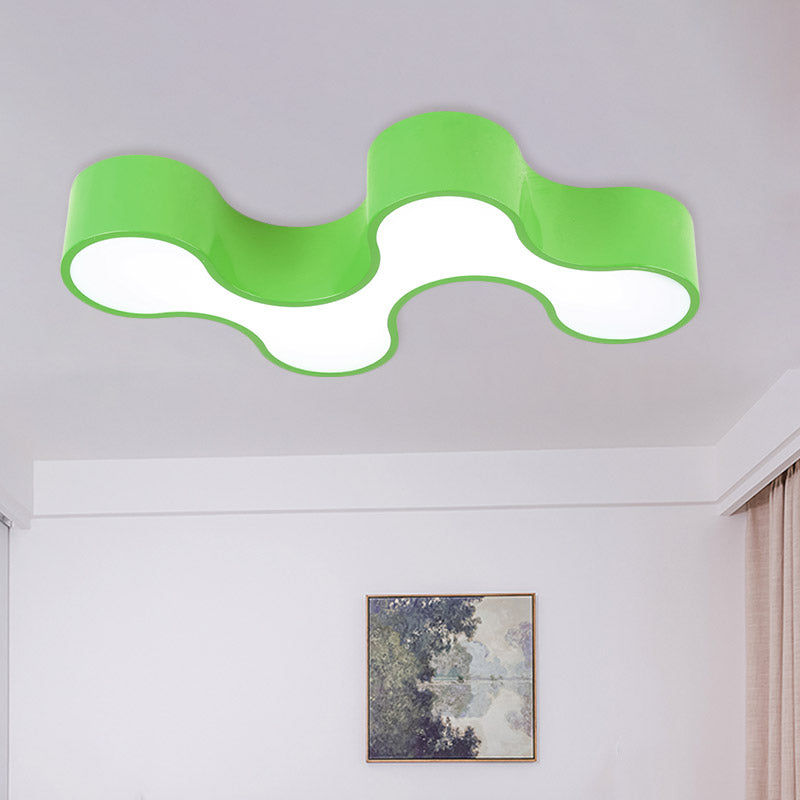 Kids Bedroom Acrylic Geometric Cartoon Led Flushmount Light In Green/Yellow/Blue Green