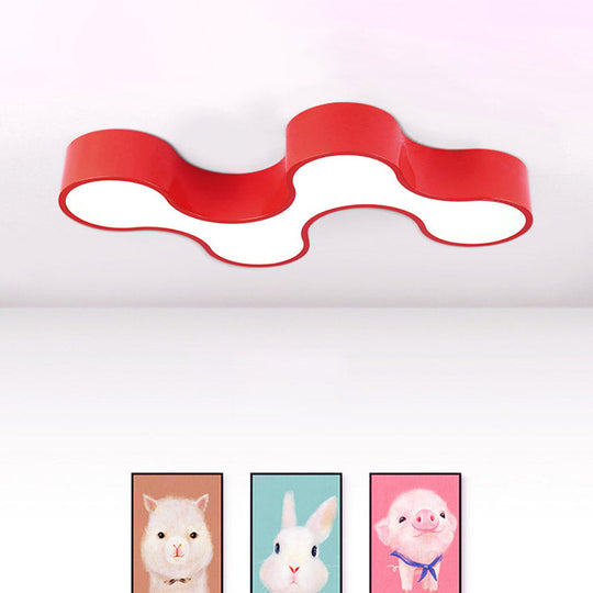 Kids Bedroom Acrylic Geometric Cartoon Led Flushmount Light In Green/Yellow/Blue Red