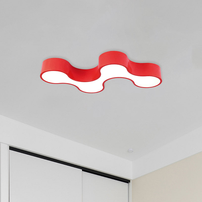 Kids Bedroom Acrylic Geometric Cartoon Led Flushmount Light In Green/Yellow/Blue