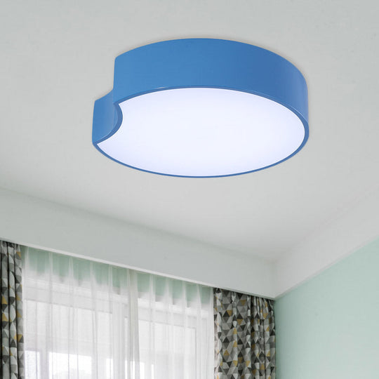 Modern Led Flush Mount Light With Acrylic Shade - Red/Yellow/Blue Round Fixture