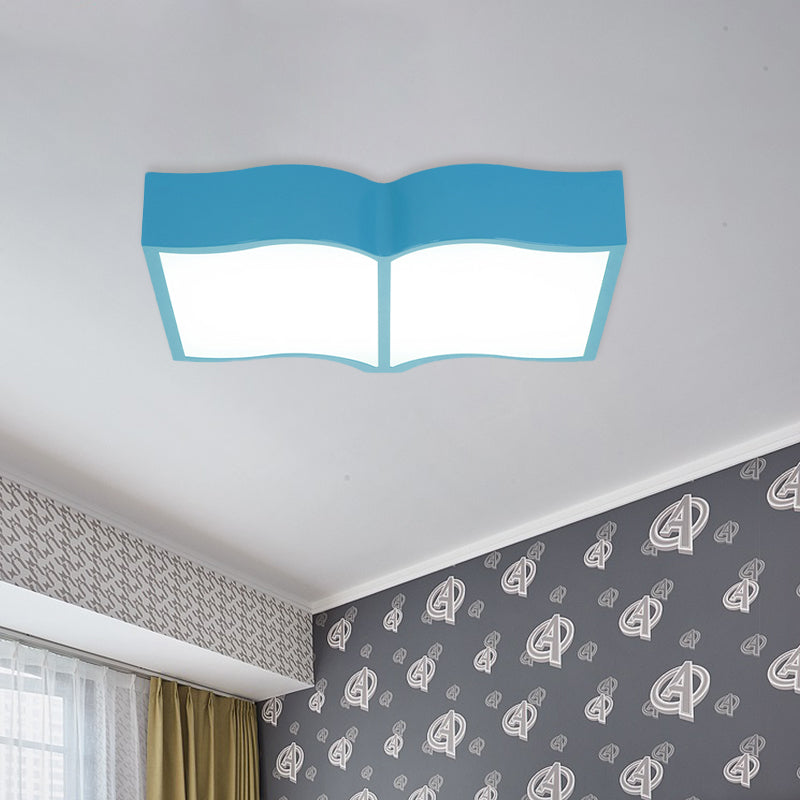 Modern Acrylic Cartoon Led Flush Mount Ceiling Lamp - Red/Yellow/Blue For Living Room Lighting Blue