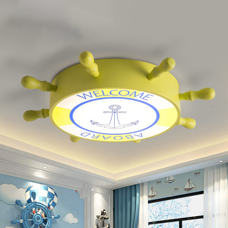 Rudder Flush Ceiling Light: Acrylic Led Bedroom Fixture In Blue/Yellow