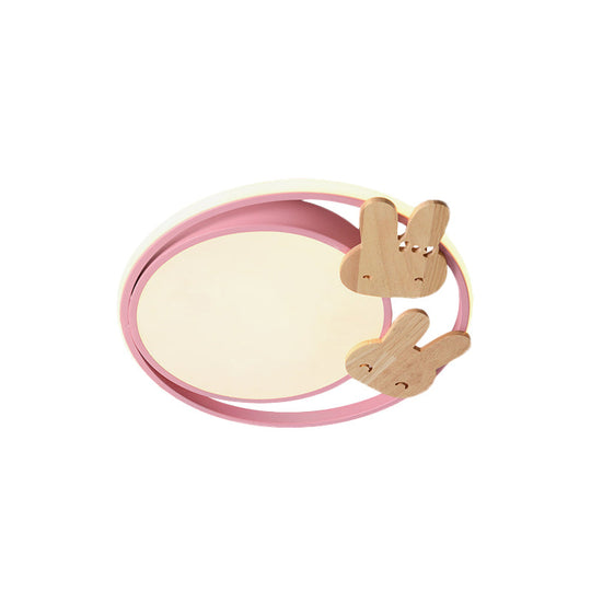 Contemporary Led Bedroom Flush Light With Acrylic Shade & Rainbow Bridge/Windmill/Carrot Décor