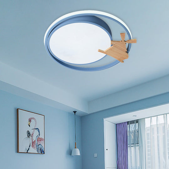 Contemporary Led Bedroom Flush Light With Acrylic Shade & Rainbow Bridge/Windmill/Carrot Décor