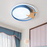 Contemporary Led Bedroom Flush Light With Acrylic Shade & Rainbow Bridge/Windmill/Carrot Décor