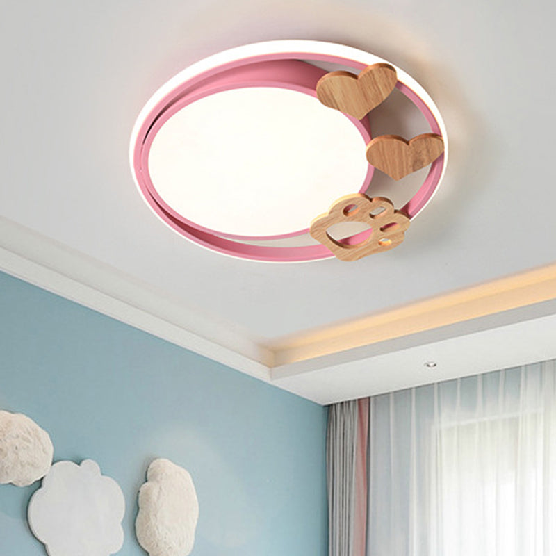 Contemporary Led Bedroom Flush Light With Acrylic Shade & Rainbow Bridge/Windmill/Carrot Décor