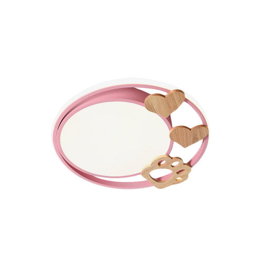 Contemporary Led Bedroom Flush Light With Acrylic Shade & Rainbow Bridge/Windmill/Carrot Décor