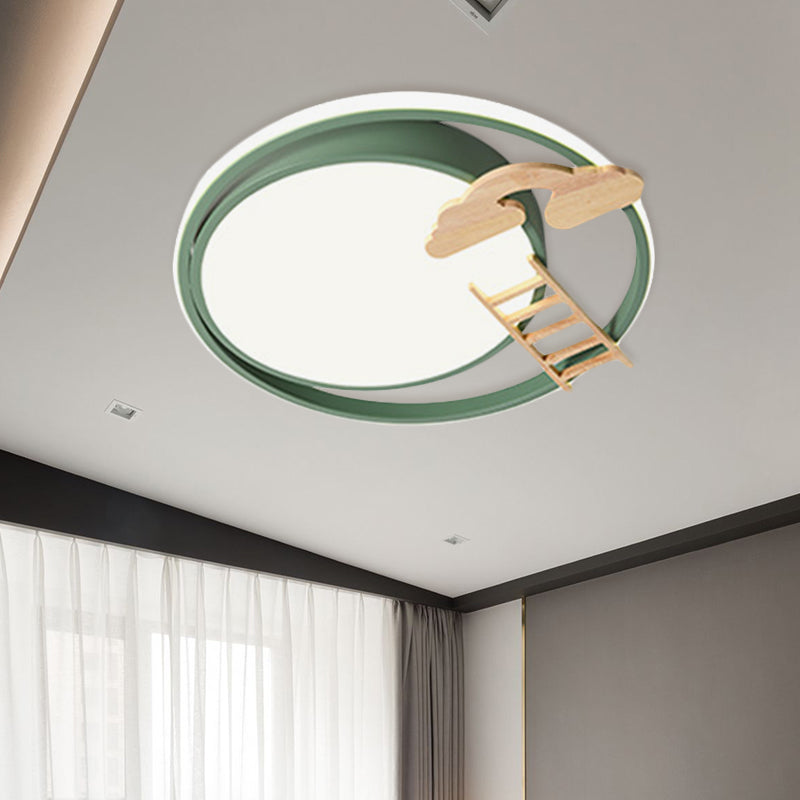 Contemporary Led Bedroom Flush Light With Acrylic Shade & Rainbow Bridge/Windmill/Carrot Décor