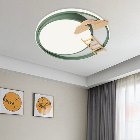 Contemporary Led Bedroom Flush Light With Acrylic Shade & Rainbow Bridge/Windmill/Carrot Décor