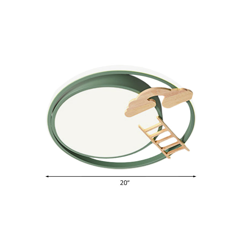 Contemporary Led Bedroom Flush Light With Acrylic Shade & Rainbow Bridge/Windmill/Carrot Décor