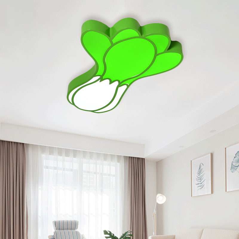 Kid’s Room Cartoon Vegetable Ceiling Mount Led Flush Light In White