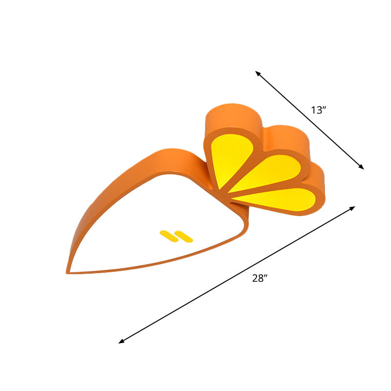 Kids Room Cartoon Vegetable Ceiling Mount Led Flush Light In White