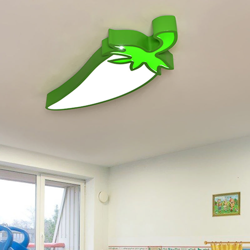 Kids Room Cartoon Vegetable Ceiling Mount Led Flush Light In White