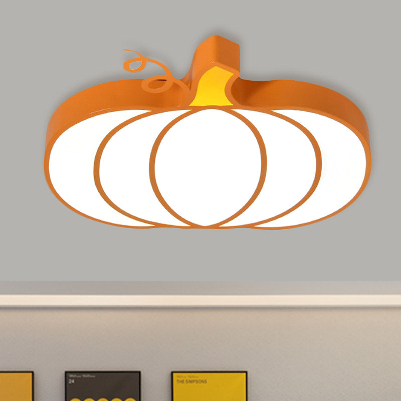 Kids Room Cartoon Vegetable Ceiling Mount Led Flush Light In White / E