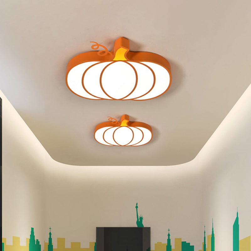 Kids Room Cartoon Vegetable Ceiling Mount Led Flush Light In White