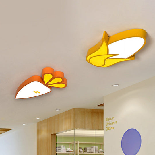 Kid’s Room Cartoon Vegetable Ceiling Mount Led Flush Light In White