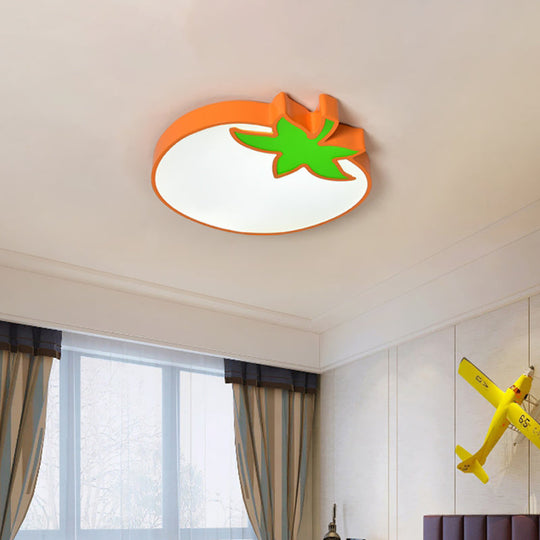 Kids Room Cartoon Vegetable Ceiling Mount Led Flush Light In White