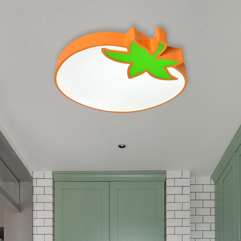 Kid’s Room Cartoon Vegetable Ceiling Mount Led Flush Light In White