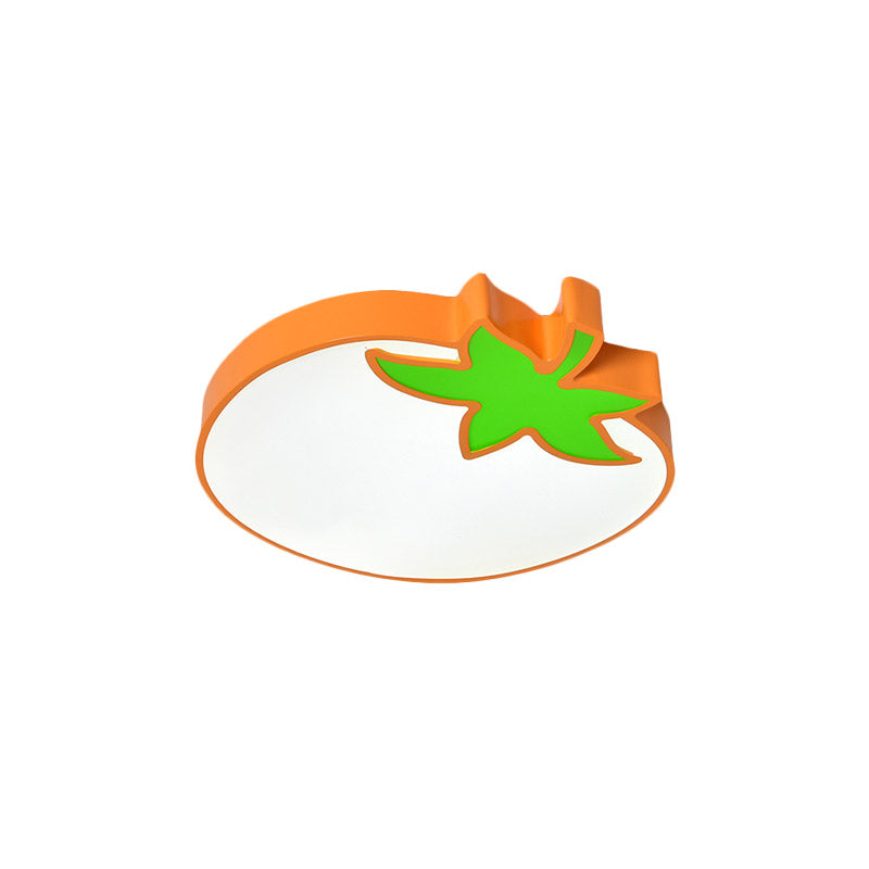 Kids Room Cartoon Vegetable Ceiling Mount Led Flush Light In White