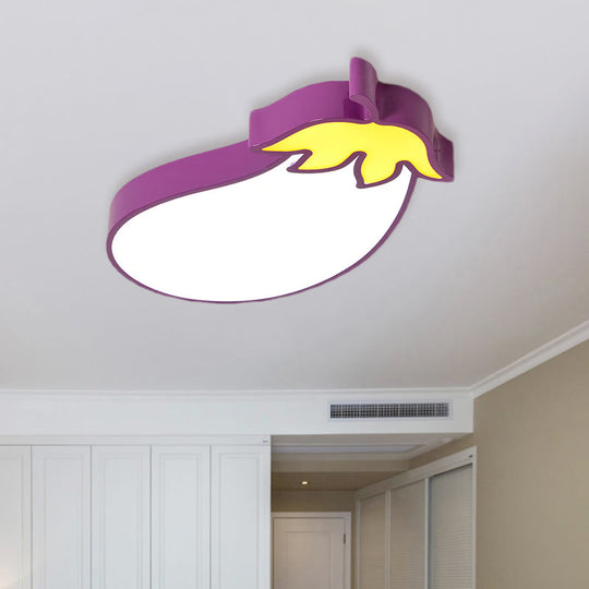 Kid’s Room Cartoon Vegetable Ceiling Mount Led Flush Light In White / A