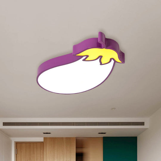 Kids Room Cartoon Vegetable Ceiling Mount Led Flush Light In White