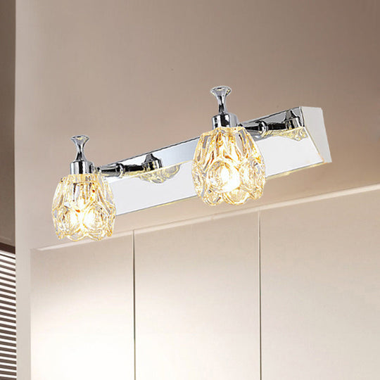 Chrome Vanity Light Fixture With Minimal Crystal Flower Sconce Warm/White 2 / Warm