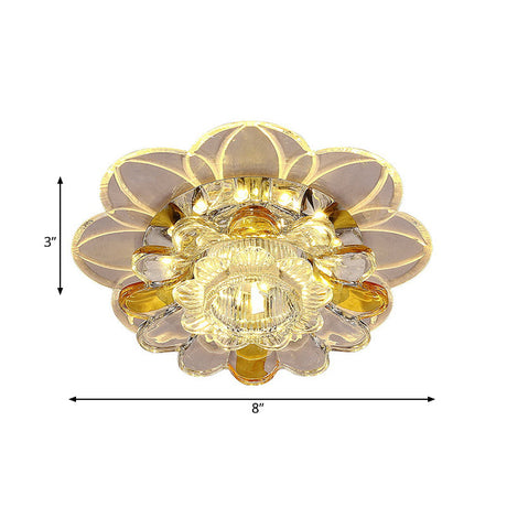 Minimalist Led Flush Mount Ceiling Light With Petal Clear Crystal Shade In Warm/White/Multi Color