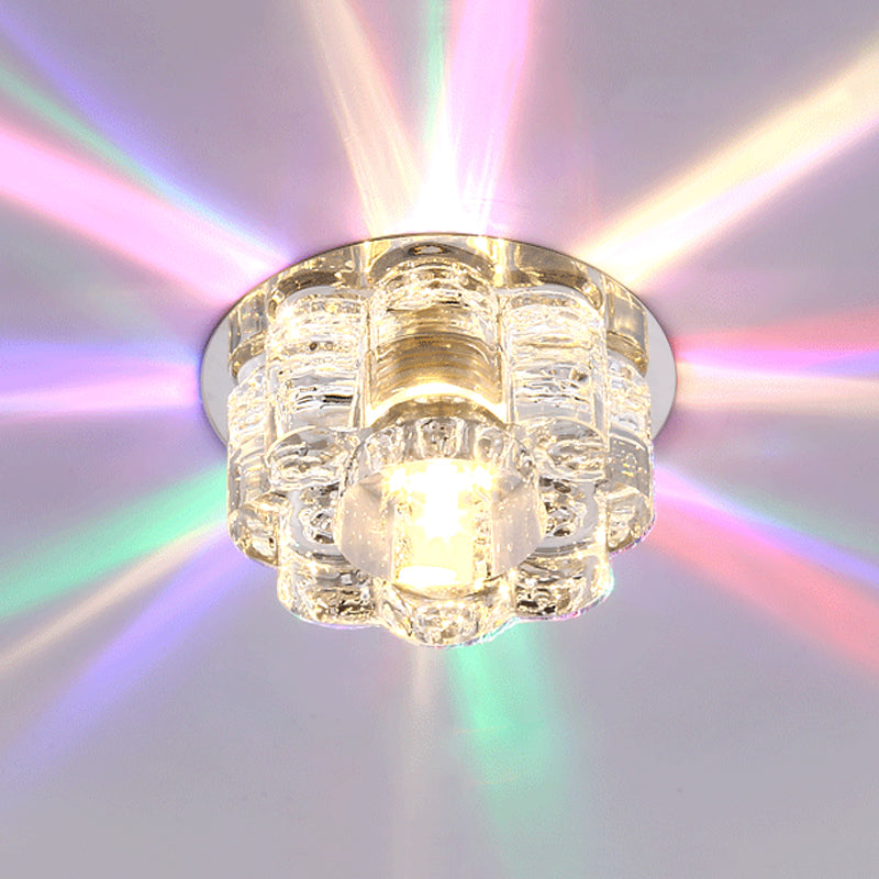 Led Blossom Flush Mount Clear K9 Crystal Ceiling Lamp For Living Room In Multi Color