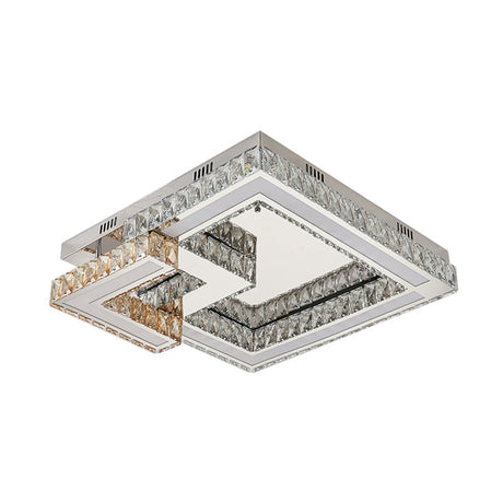 Modern Crystal Led Bedroom Flushmount Lighting In Chrome Finish