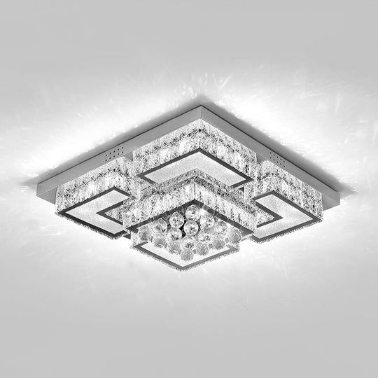 Modern Chrome Crystal Orb Led Flush Mount Ceiling Light For Bedrooms
