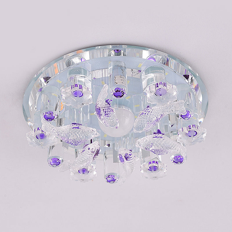 Contemporary Led Crystal Flush Mount Ceiling Light For Fish - Themed Bedrooms