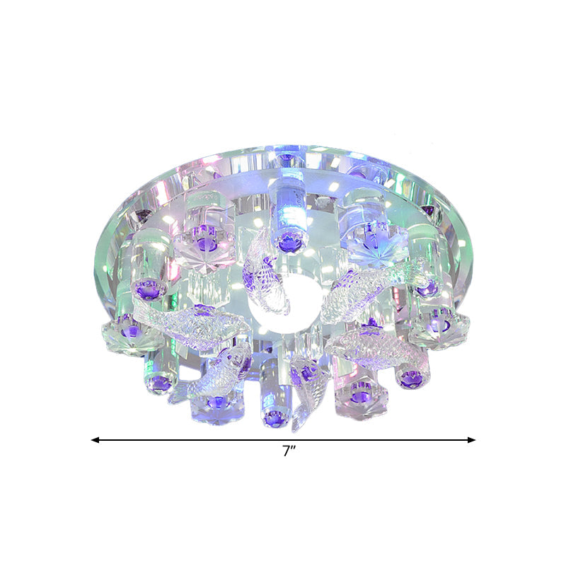 Contemporary Led Crystal Flush Mount Ceiling Light For Fish - Themed Bedrooms