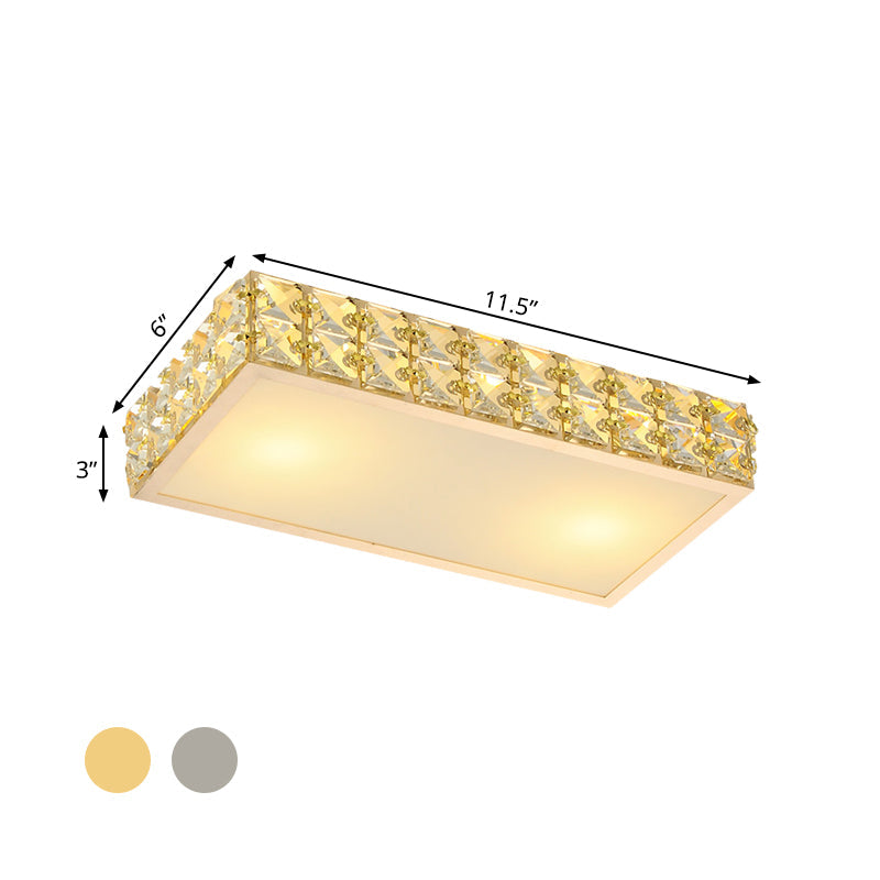 Modern Crystal White/Gold Led Flush Ceiling Light For Corridors - Simplicity Style