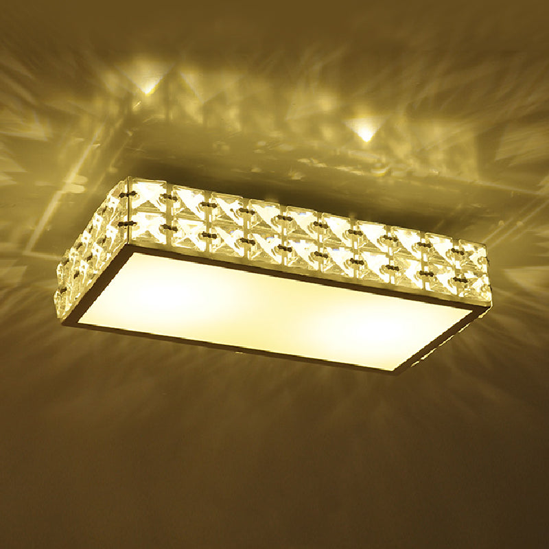 Modern Crystal White/Gold Led Flush Ceiling Light For Corridors - Simplicity Style