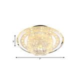 Modern Petal Flush Led Ceiling Light With Clear Prismatic Crystal - Warm/White Lighting
