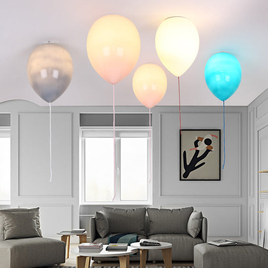 Kid’s Cartoon Balloon Glass Flush Mount Ceiling Light Fixture For Bedroom