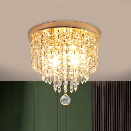 Contemporary Crystal Strand Waterfall Flushmount 8/10 Wide Ceiling Light Fixture For Hallways Clear