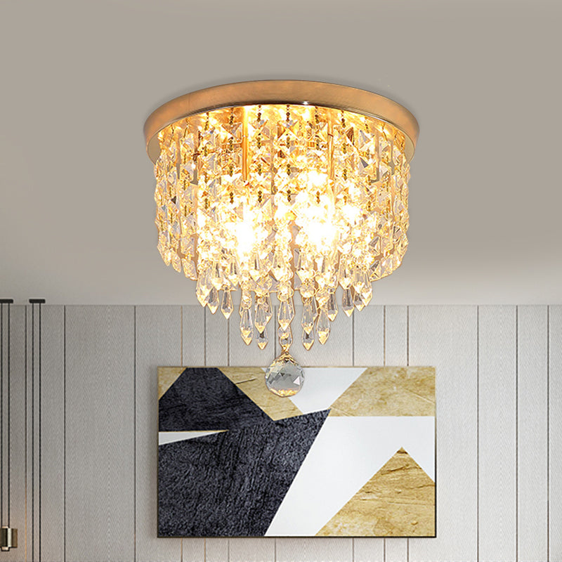 Contemporary Crystal Strand Waterfall Flushmount 8/10 Wide Ceiling Light Fixture For Hallways