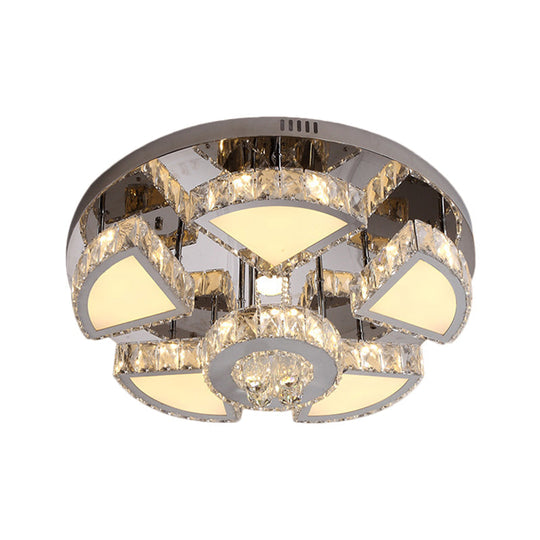 Modern Led Spotlight With Waterfall Crystal Shade For Bedroom Ceiling In Chrome 24/31.5 W