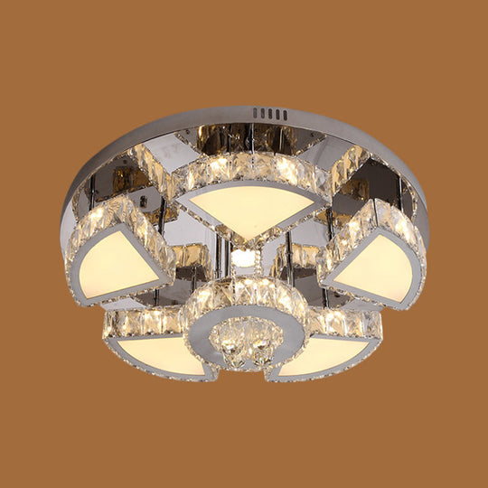 Modern Led Spotlight With Waterfall Crystal Shade For Bedroom Ceiling In Chrome 24’/31.5’ W