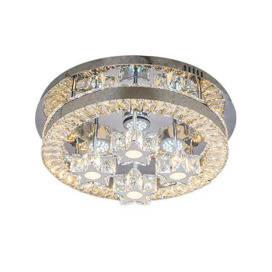 Modern Led Crystal Ceiling Light In Chrome - Semi - Circle/Spiral Design Flush Mount For Minimalist