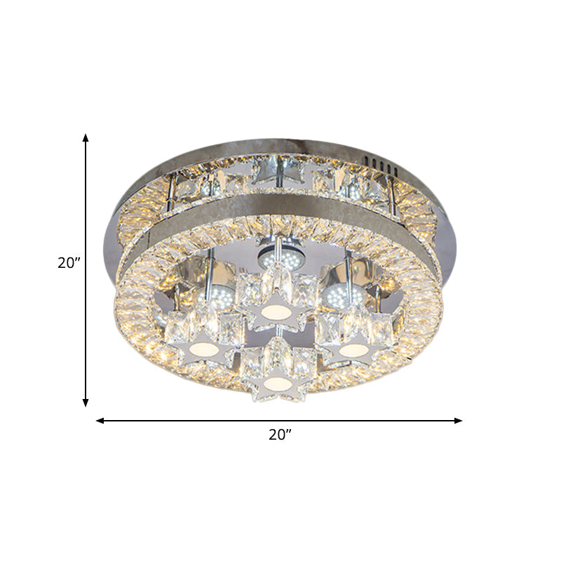Modern Led Crystal Ceiling Light In Chrome - Semi-Circle/Spiral Design Flush Mount For Minimalist