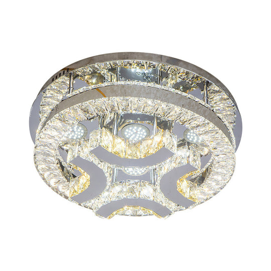 Modern Led Crystal Ceiling Light In Chrome - Semi - Circle/Spiral Design Flush Mount For Minimalist