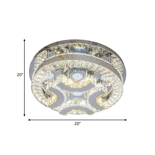 Modern Led Crystal Ceiling Light In Chrome - Semi - Circle/Spiral Design Flush Mount For Minimalist